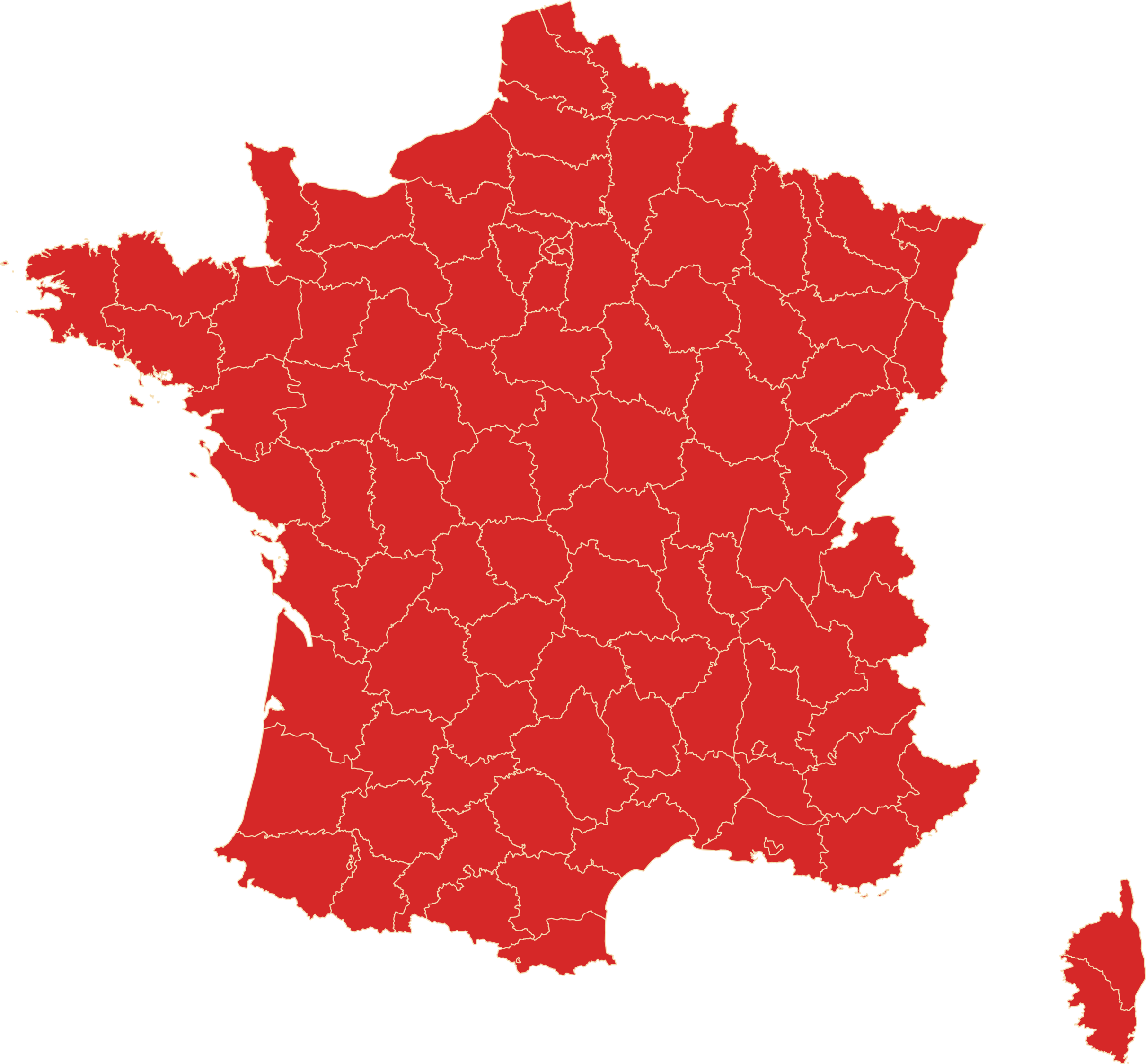 Carte de France — réseau national d'ouverture de porte